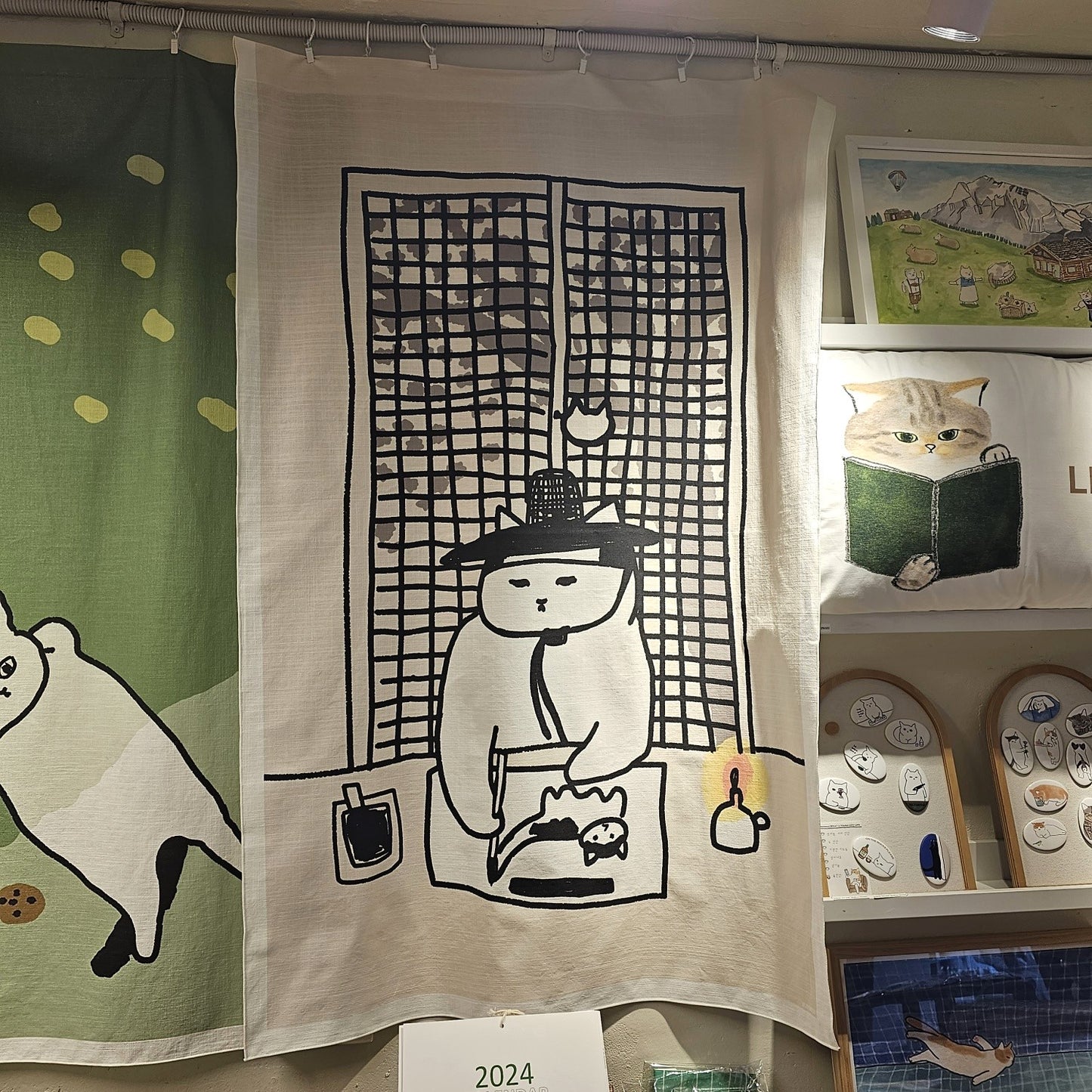 classical scholar cat (fabric curtain)