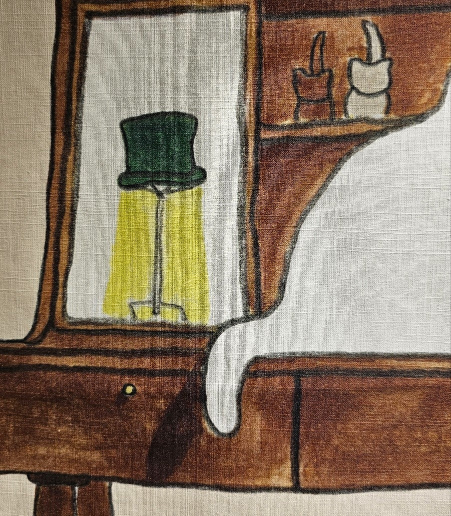 cat on the dressing table, fabric poster