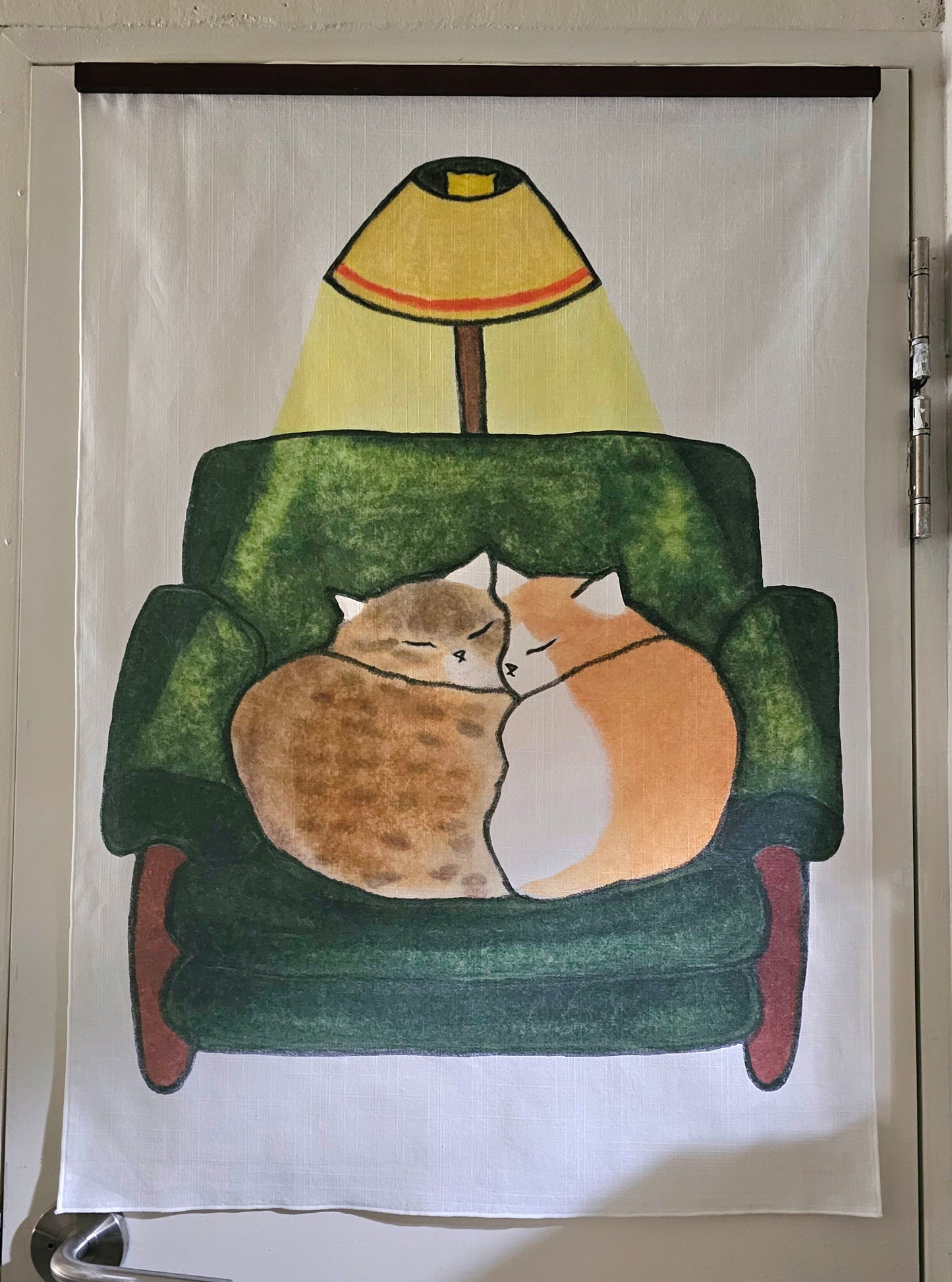 two cats under the light, fabric poster (large size)