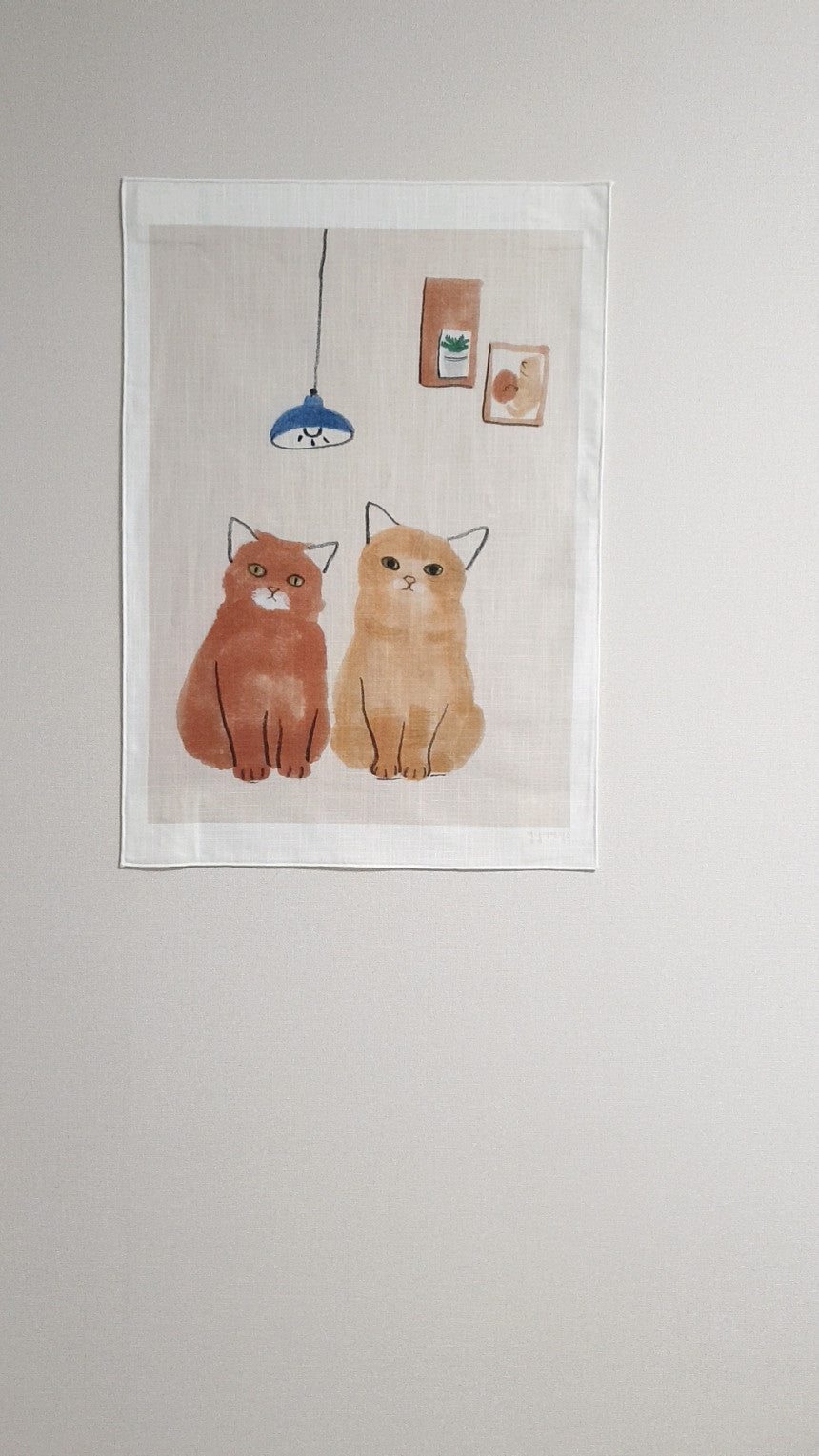 cats under the lamp fabric poster
