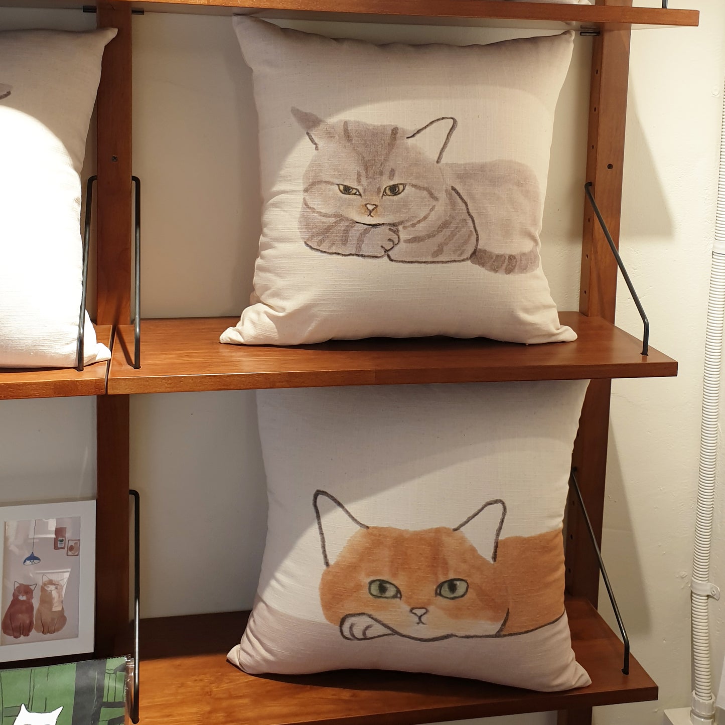A sulky cat, cushion covers