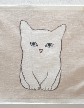 a white kitten, fabric poster