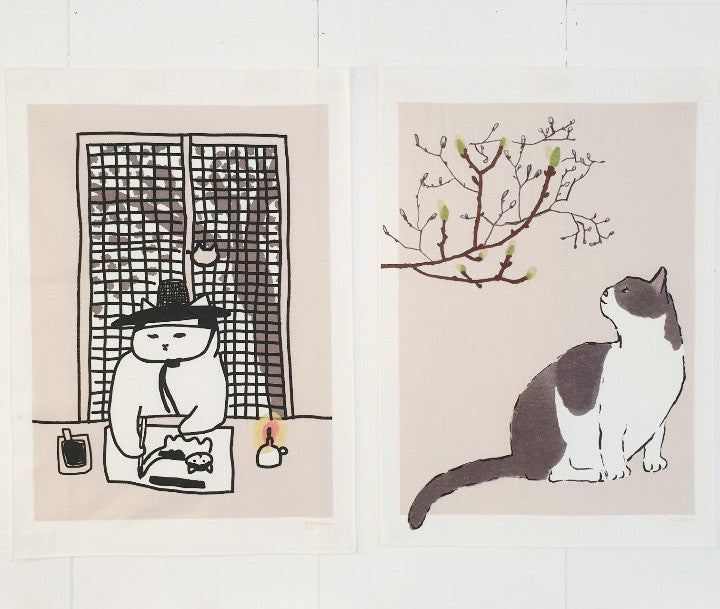 scholarly cat fabric poster