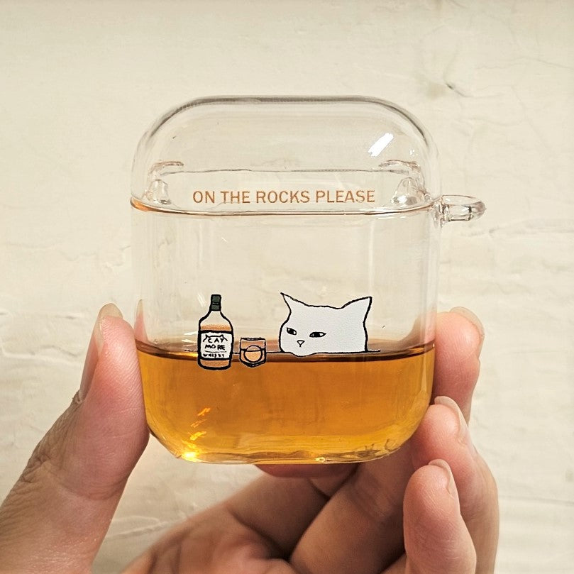 On the rocks cat Airpod case