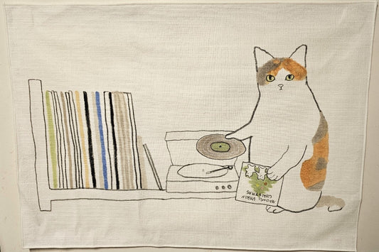 LP cat, fabric poster
