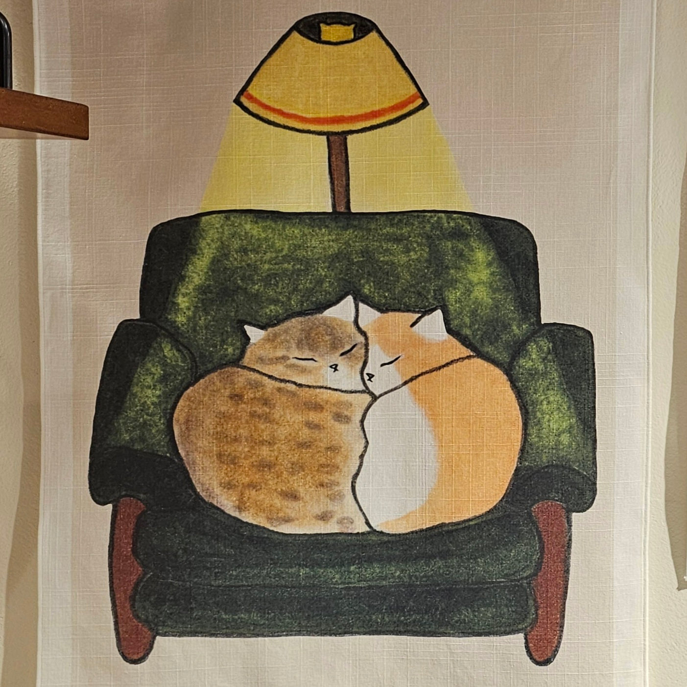 two cats under the light, fabric poster