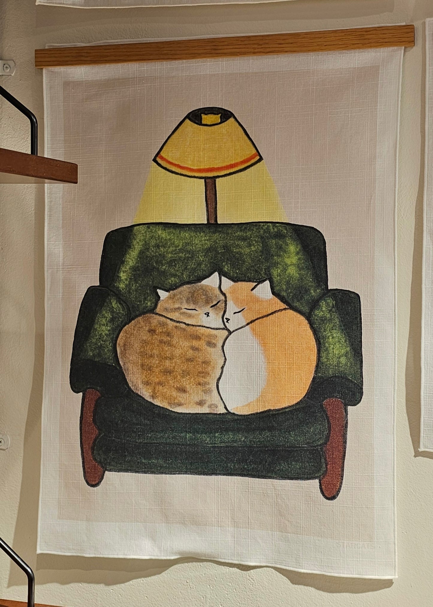 two cats under the light, fabric poster