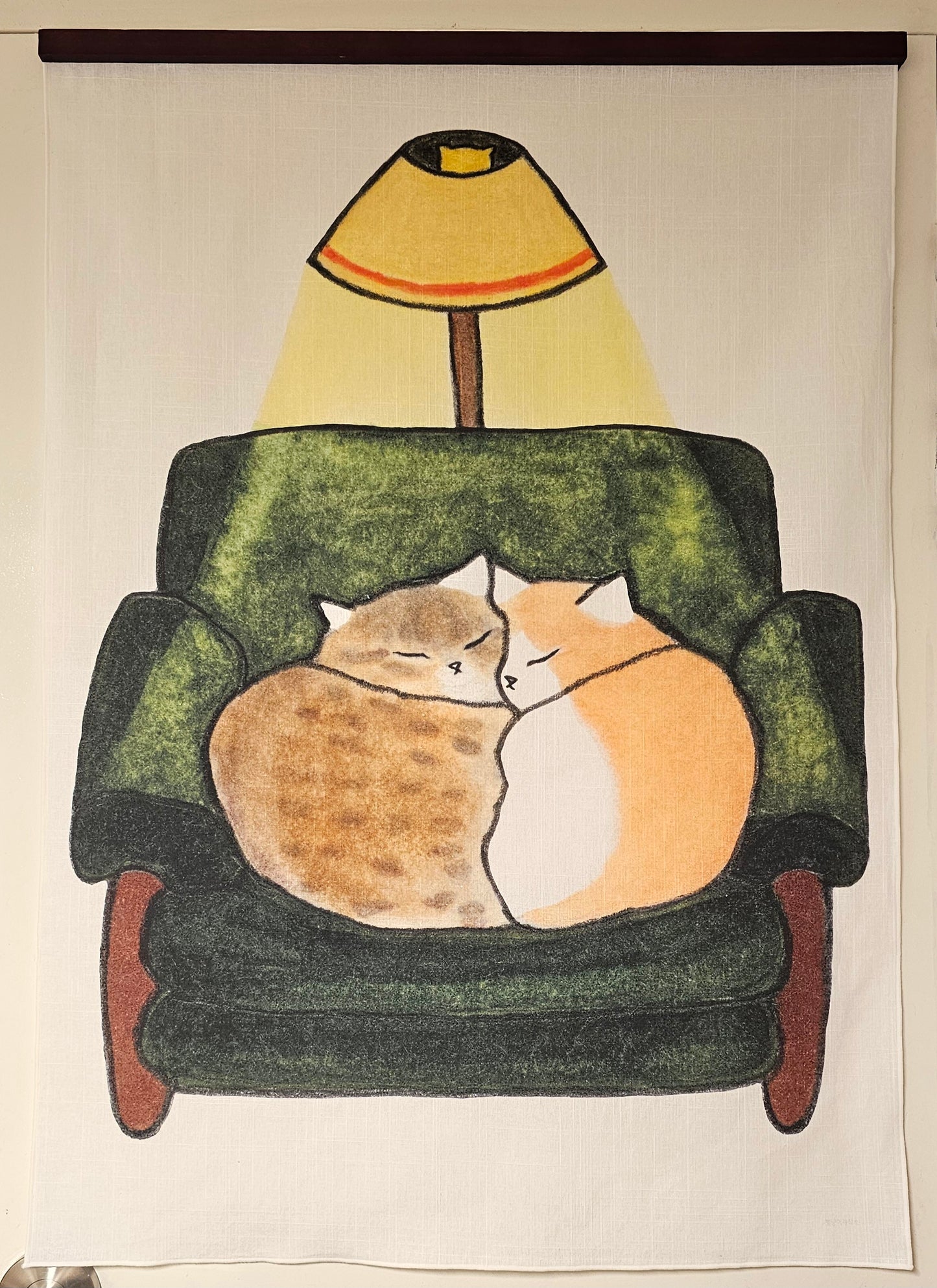 two cats under the light, fabric poster (large size)