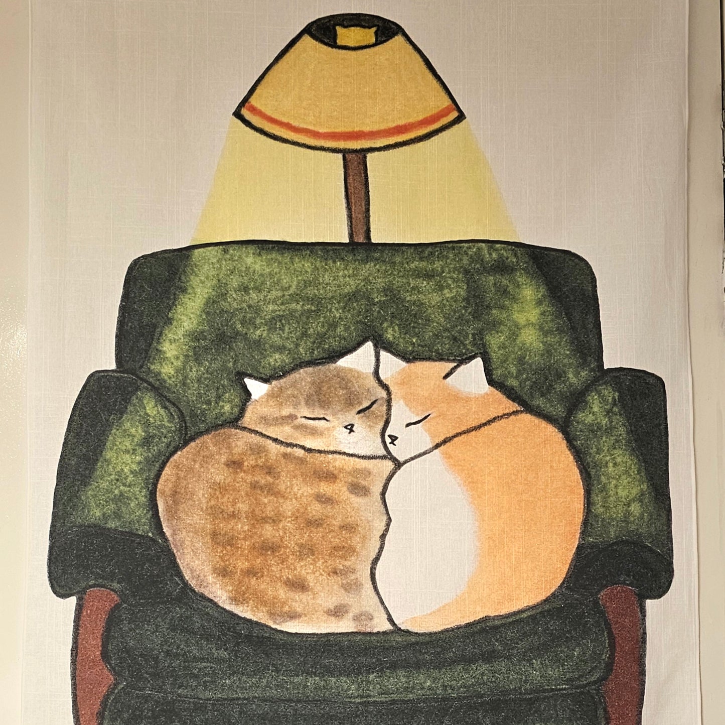 two cats under the light, fabric poster (large size)