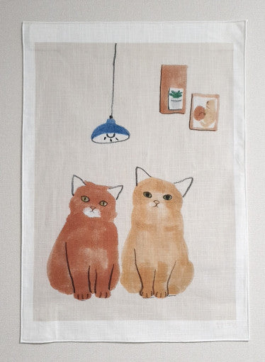cats under the lamp fabric poster