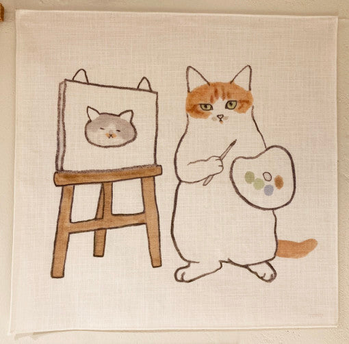 Bob ross cat fabric poster