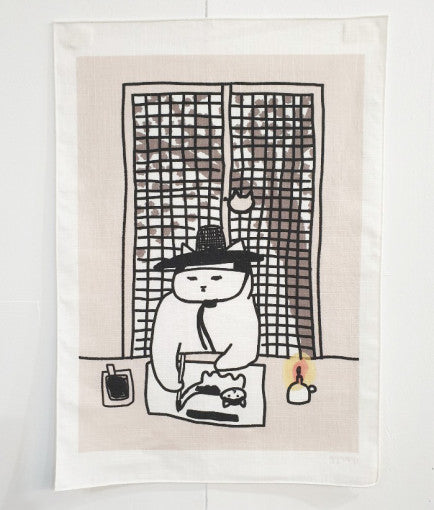 scholarly cat fabric poster