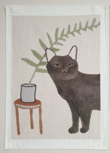 black cat, fabric poster