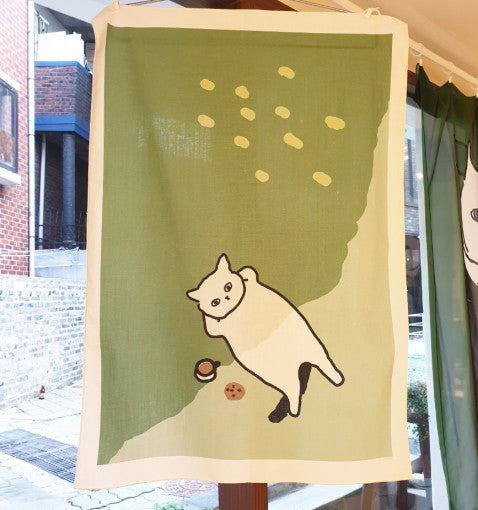 cat in the shade of a tree, fabric poster