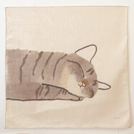 a sleeping cat, fabric poster