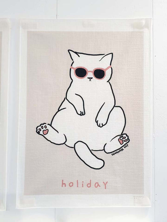 cat wearing sunglasses, fabric poster