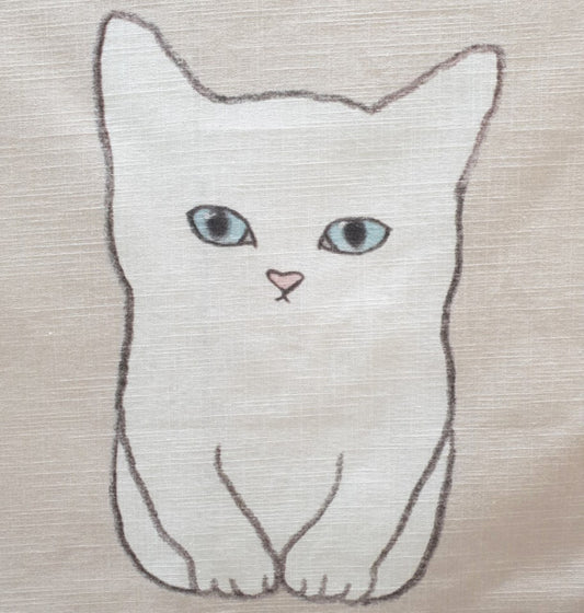 a white kitten, fabric poster